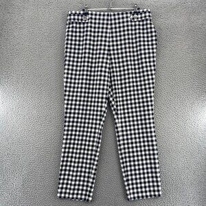 Cato Pants Womens Large Gray Gingham Pull On Stretch Knit Ankle Pockets Everyday